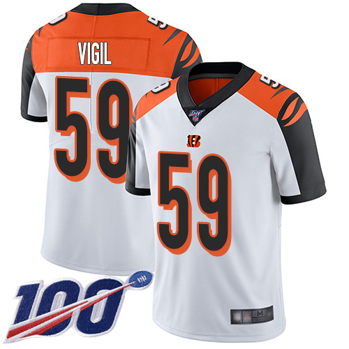 Cincinnati Bengals Limited White Men Nick Vigil Road Jersey NFL Footballl #59 100th Season Vapor Untouchable->cincinnati bengals->NFL Jersey